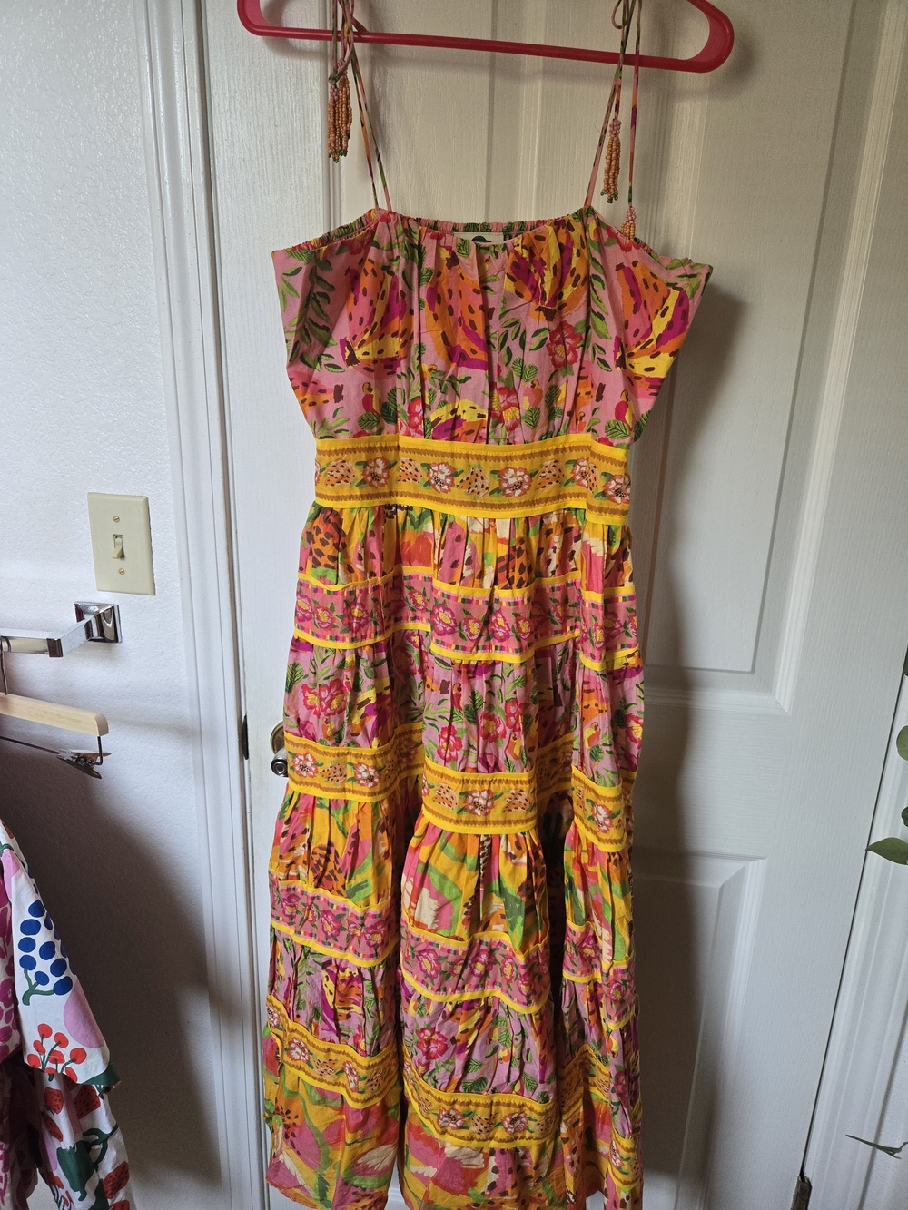 FARM Rio Pink & Yellow Floral Tiered Sundress New With Tags